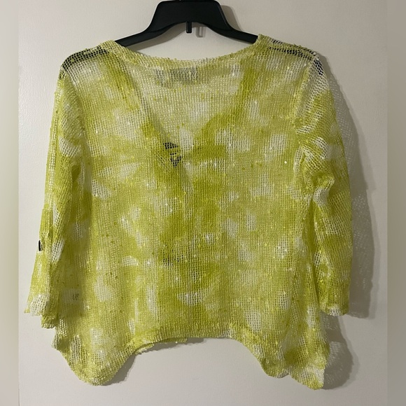 NINA LEONARD Coconut Button Knit Bolero Jacket Medium Crochet Beach Summer - Picture 8 of 8